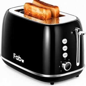 Fab by Kitchen in the box Toaster 2 Slice Extra Wide Slot, 7 Browning Level