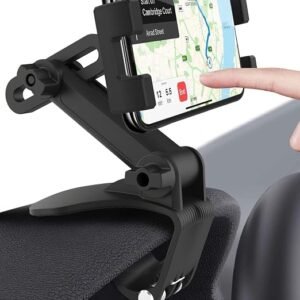 Dashboard Car Phone Clip Mount, Sun Visor & Rearview Mirror Phone Holder | with Adjustable Arm for iPhone 17 16 15 Pro Max, Z Fold, Google Pixel, iPad,...