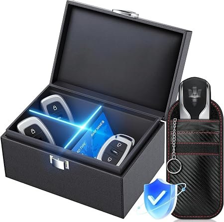Faraday Box for Car Keys with Dividers,Keyless Car Key Signal Blocker Box,Size Regular (3-8 keys)