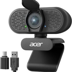Acer A640 4K Webcam for PC with Sony Sensor PDAF Autofocus AI Noise Canceling Mic Privacy Shutter USB A to C Adapter Computer Camera for Gaming Streaming Meetings Switch 2 Camera Teams Zoom Facetime