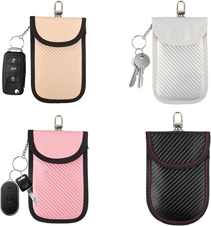 MINGBOLIN Faraday Pouch For Car Keys 4 PCS,Signal Blocking Pouch keyless Entry Car Keys Case Rfid Blocker Bag for car Security Signal Blocking Pouch Rfid