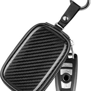 T-carbon Faraday Bag for Car Key, Real Carbon Fibre Key Fob Protector, RFID Blocking Pouch for Keyless Entry Car Keys, Anti-Theft Case Accessories(Black)