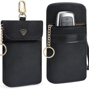 ELECTOP Faraday Bags, 2 Pack Faraday Key Fob Protector with Handle, Car RFID Blocking Bag Car Security Protection, Anti-Theft Fob Case