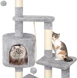 HOMIDEC Cat Tree, 112cm Cat Scratching Post for Indoor Cats, Cats Tower