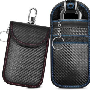 Geebymol Faraday Pouch for car Keys, 2 Pack Car Key Signal Blocking Pouch | Faraday Bag, Keyless Entry Car Keys Case, RFID Blocker Bag for Car Security,...