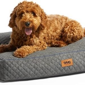 Snug Furry Friends Dog Bed - Super Soft, Cosy and Comfortable Cat Dog Pet Bed Pillow Mattress Sofa with Non-Slip Base and Machine Washable Cover - Small/Medium - 75 x 50 x 11cm, Grey