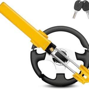 GADLANE Twin Bar Steering Wheel Lock (Yellow) | High Visibility Anti-Theft Device, Car Steering Lock, Strong Car Security for Cars, Van & Caravan with 2...