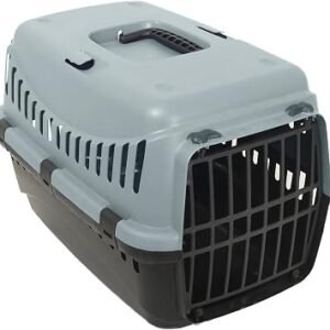 Rosewood Eco Line Recycled Plastic Pet Carrier for Travel - Ice Blue/Black - Medium