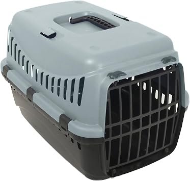 Rosewood Eco Line Recycled Plastic Pet Carrier for Travel - Ice Blue/Black - Medium