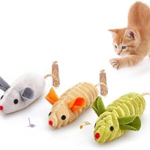 Potaroma Cat Toys: 3pcs Squeak Mice Interactive Catnip Silvervine Animals