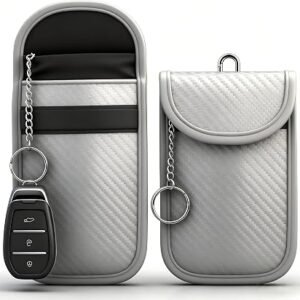 Diyife 2 Pack Faraday Pouch, RFID NFC Car Key Signal Blocker Pouch, Full Shielding Keyless Entry Anti-Theft Relay Attack Faraday Bag for Car Motorcycle Keys, Bank Cards and ID Cards, Silver