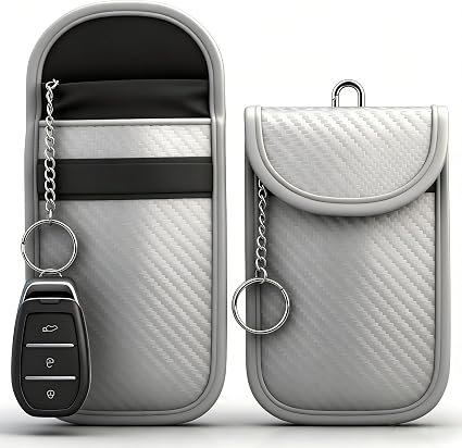 Diyife 2 Pack Faraday Pouch, RFID NFC Car Key Signal Blocker Pouch, Full Shielding Keyless Entry Anti-Theft Relay Attack Faraday Bag for Car Motorcycle Keys, Bank Cards and ID Cards, Silver
