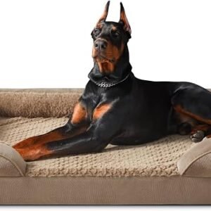 JOEJOY Extra Large Dog Bed -XXL Washable Orthopedic Dog Beds, Waterproof Removable Cover, Anti-Slip Bottom, Anti-Anxiety Pet Bed, Machine Washable, 122x89x17 cm, Grey