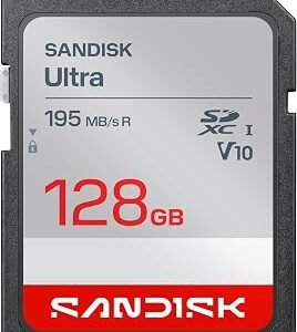 SANDISK Ultra SD Memory Card 128GB, Up to 195MB/s Read Speeds, UHS-I
