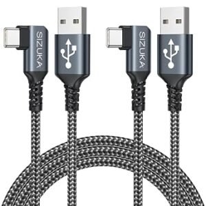 SIZUKA USB C Charger Cable 3M 2Pack Right Angle Fast Charging USB C Cable