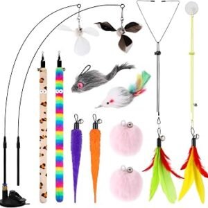 Soarer 4in1 Interactive Cat Wand Toys for Indoor Cats Adult,12Pcs
