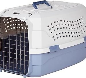 Amazon Basics Hard-Sided Cat Carrier, Two-Door Top-Load, 58 L x 38 W x 33 H cm, Blue