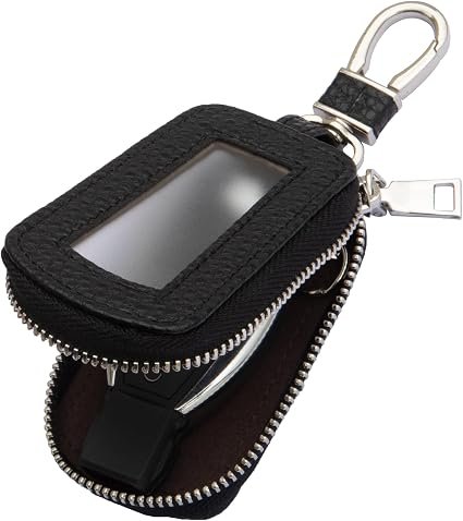 Yuoyar Premium Leather Key Fob Case - Universal Car Key Holder, Black, Universal Fit