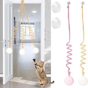 Adiwo 2PCS Interactive Cat Hanging Toy with Bell for Door, Indoor Exercise and Home Play