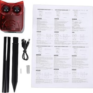 Yanmis Solar Motion Sensor Alarm with 129dB Loud Sound, Dog Bark & Car Horn Sound Effects, Strobe Light, 4 Modes Security Alarm for Outdoor Farm Yard Home Garden, IP55 , USB