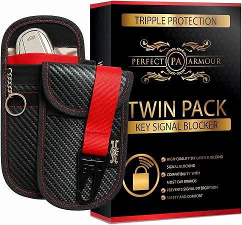 2 Pack Faraday Car Key Signal Blocker Pouch ? Anti Theft RFID Protection Case for Keyless Car Keys, Carbon Fibre Security Key Fob Wallet