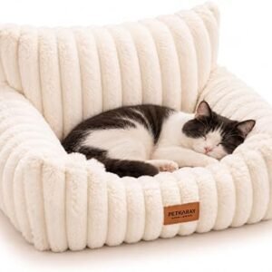 PETKARAY Cat Bed, 61 cm Cat Sofa Bed, Soft Fluffy Cat Couch for Indoor Cats