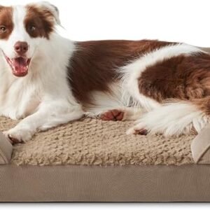 JOEJOY Large Dog Bed - Washable Orthopedic Dog Beds, Waterproof Removable Cover, Anti-Slip Bottom, Anti-Anxiety Pet Bed, Machine Washable, 89x64x17 cm, Brown