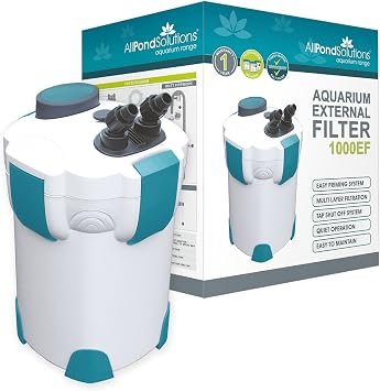 allpondsolutions 1000EF Aquarium External Fish Tank Water Filter for Coldwater, Tropical or Marine Aquariums, for Tanks Up to 400 Litres ? Includes Filter Media, hose and Spray Bar - Full Kit