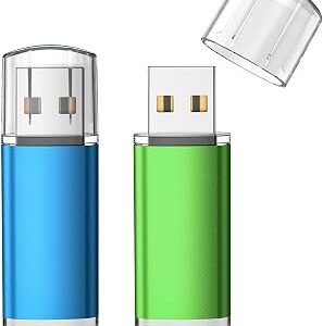 JOIOT 2 Pack USB Stick 16GB, Mini Pen Drive 16GB Lightweight-(Blue/Green)