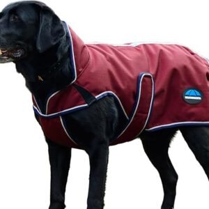 WeatherBeeta ComFiTec Premier Deluxe Waterproof Dog Coat, Burgundy/Navy, 40cm
