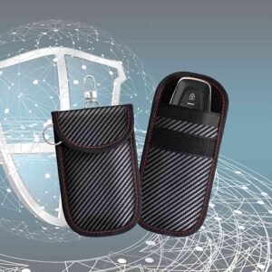 2 Pack Faraday Bags for Key Fobs, RFID Signal Blocking Holder, Anti-Theft Security Cage Shielding Case, Carbon Fiber