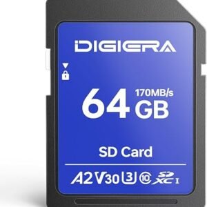 DIGIERA 64GB LS100 SDXC UHS-I Memory Card - up to 170MB/s, C10, U3, V30, 4K UHD, SD Card for Computers, Digital Cameras, Home Theatre Devices, Car Navigation Systems (1 Pack)