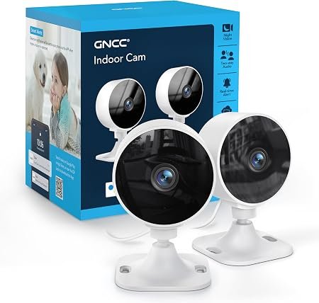 GNCC GC3 2-Pack Indoor Security Camera, 1080P CCTV Cameras for Home/Pet | Motion/Sound Detection, Fixed Lens, 2-Way Audio, SD Card or Paid Cloud, Easy...