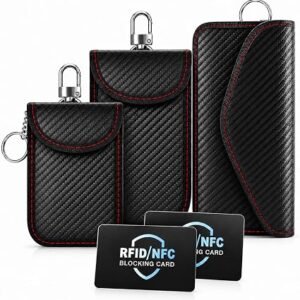 EIDANZ Faraday Pouch for Car Keys | For Keys/Phone, 2 RFID/NFC Blocking Cards, Car Accessories