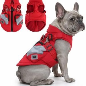 Dog Coat With Harness, Dog Coats Waterproof for Small,Medium Dogs, Clothing & Accessories for Dogs, Puppy Winter Warm Coats & Jackets With Reflective Attached Uk