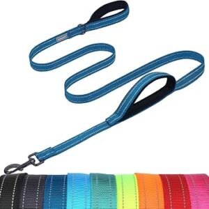 VIVAGLORY Double Handle Dog Lead Twingrip, 1.2m x 2.5cm, Navy