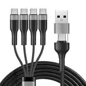 4 in 2 USB C Multi Charger Cable, 3A Fast Charging USB C Splitter Cord