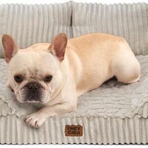 EHEYCIGA Orthopedic Memory Foam Dog Bed Sofa Medium, 76x51x17cm, Beige