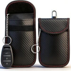 Diyife Faraday Pouch for Car Keys, [2 Pack] Car Key RFID Signal Blocking Pouch with Hook Securing Keyring, Waterproof Faraday Key fob Protector, Anti-Theft Signal Blocker, Remote Entry Smart Fob Case