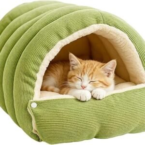 Cozy Monster Cat Bed, 45x30x19cm Removable Soft Warm Closed Cat House, Warm Cats House Tent Bed with Button, Non-Slip Removable Washable for Indoor Cats, Kittens and Small Dogs