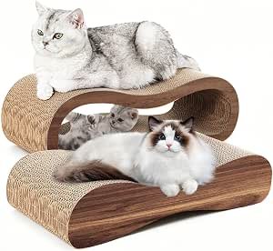 Cat Sofa Cardboard Scratcher Bed 2-in-1 Cat Scratching Couch Board (Dark)