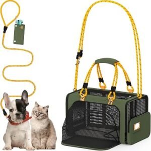 PAWZIDEA Soft Sided Foldable Cat/Dog/Pet Carrier Bag Pets Travel Carriers | 46x28x28cm Small Puppy Carriers Collapsible Top-Load Cat Carrier for 2 Cats...