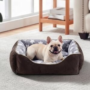 MIXJOY Dog Bed Medium - Washable Cosy Pet Bed, 63 x 53 x 21 cm Brown