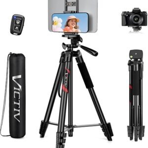 K&F CONCEPT 180cm Phone Tripod with 4-Leg Tripod Base & Wireless Remote | 360? Rotating & Auto-Opening Selfie Stick Tripod Compatible with iPhone, Android, Pocket 4/3, Insta360 Luna Ultra - A702