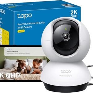 Tapo C220 2K Indoor Security Camera, Pan/Tilt WiFi Camera with AI Detections, Pet Camera, 2-Way Audio, Night Vision, Baby Camera Monitor, Cloud/Local Storage, Works With Alexa&Google, No Monthly Fee