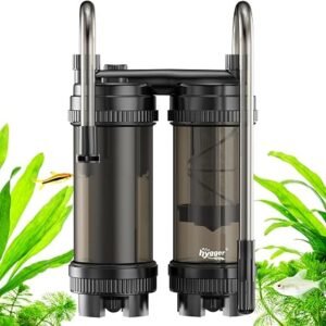 hygger External Filter Aquarium 9W Dual Flow Water Filter, 450L/H Hang On Aquarium Filter for 27-74L Fish Tank Collection Waste Discharge for Freshwater Saltwater
