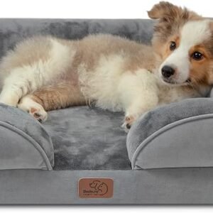 Bedsure Medium Dog Bed Sofa - Washable Orthopedic Dog Couch, 71x58x16cm