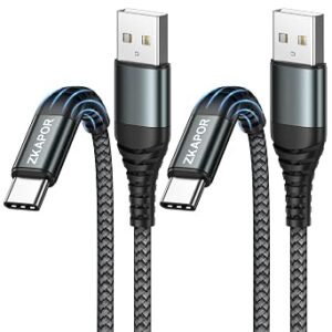 ZKAPOR USB C Cable 2Pack 1M, Type C Charger Cable 3A Fast Charging USB C