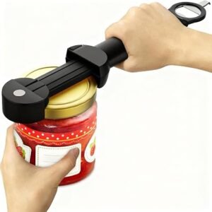 Multifunctional Retractable Bottle Opener - Adjustable Multifunctional Can Opener Jar Lid Gripper - 2024 New Jar Opener Bottle Opener for Weak Hands, Senior Arthritis (Black)
