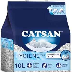 Catsan Hygiene Non-Clumping Cat Litter, 100 Percent Natural, Absorbent, 10 Litre, White